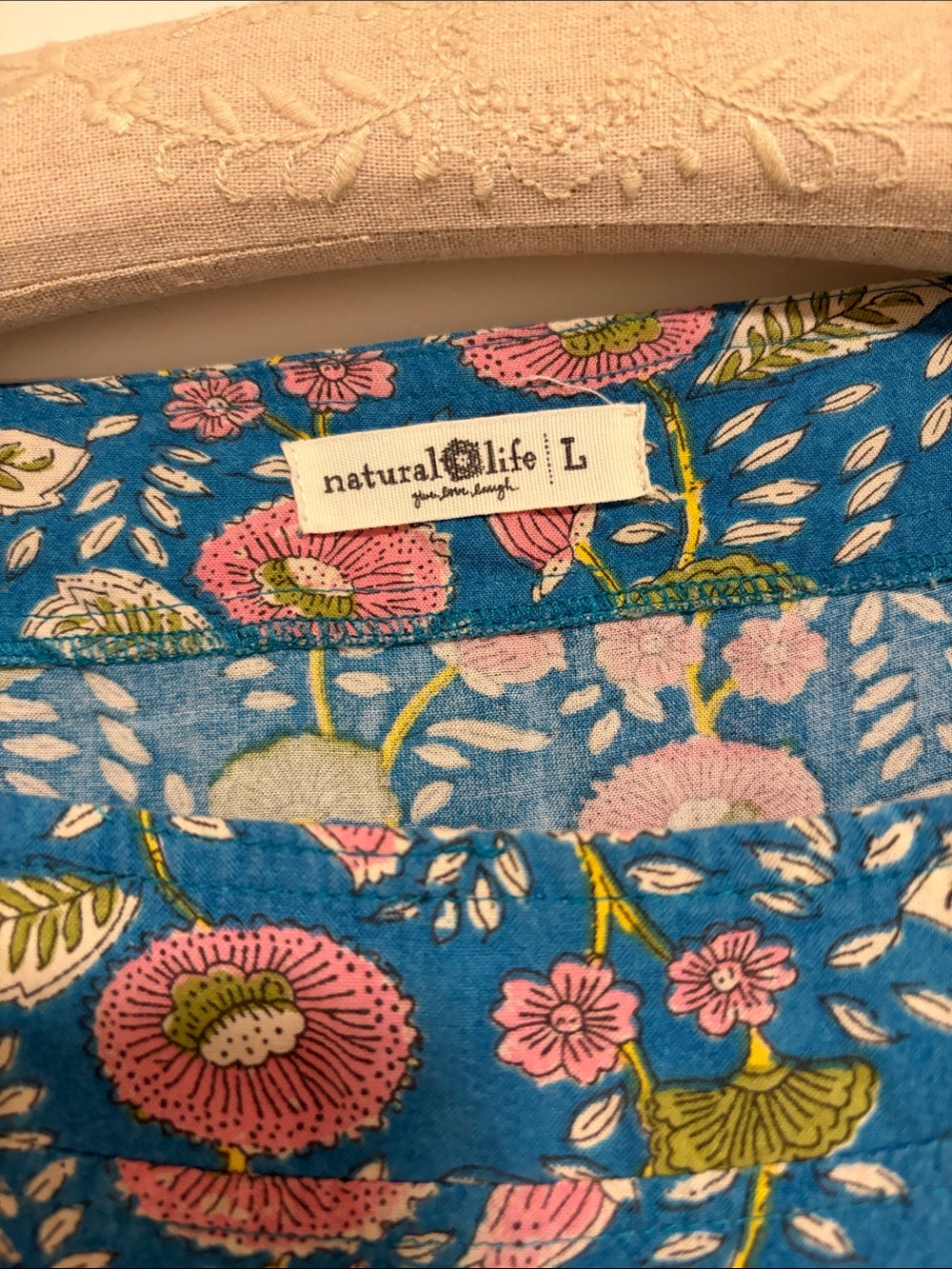 NATURAL LIFE Blue Floral Tiered Dress with Pink Blooms - Picture 2 of 8